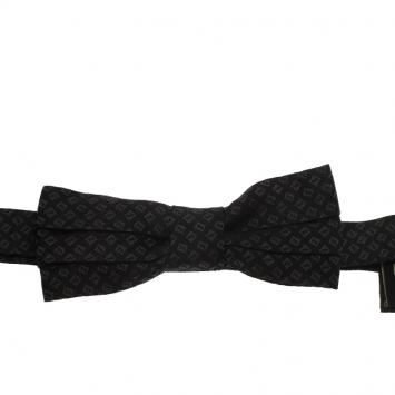 Pre Owned Fendi Black Silk Zucchino Bow Tie