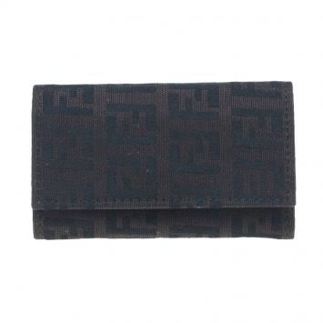 Pre Owned Fendi Zucchino Brown Key Case Holder