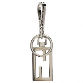 Pre Owned Fendi Silver Logo Key Chain