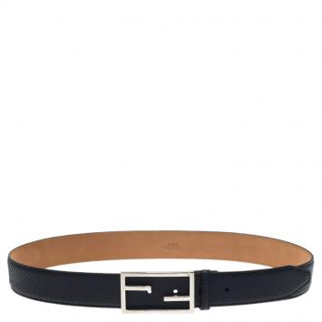 Pre Owned Fendi Blue Python Logo Buckle Belt 90CM