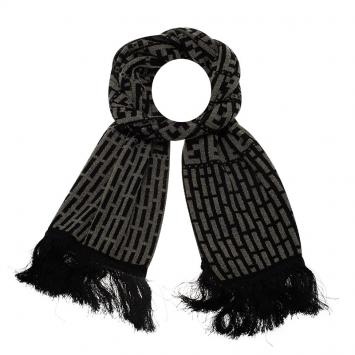 Pre Owned Fendi Grey Zucca Wool Scarf