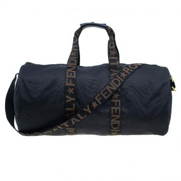 Pre Owned Fendi Black Nylon Carry-On Travel Boston Bag