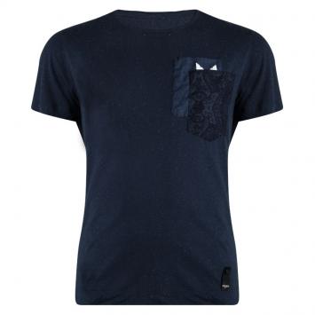 Pre Owned Fendi Blue Slub Jersey Monster Eye Detail Crew Neck T-Shirt 3XL