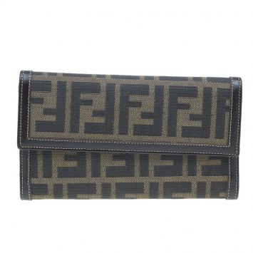 Pre Owned Fendi Zucca Canvas Continental Wallet