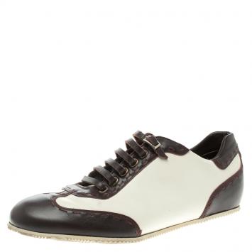 Pre Owned Fendi Two Tone Leather Low Top Sneakers Size 44
