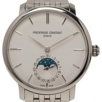 Pre Owned Frederique Constant White Stainless Steel Slimline Men's Wristwatch 41MM