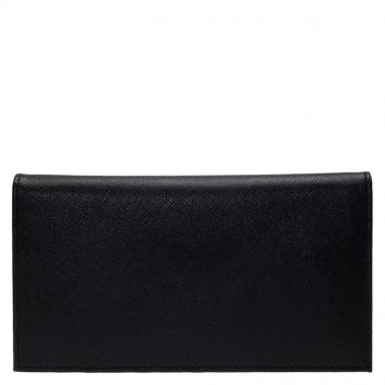 Pre Owned Giorgio Armani Black Textured Leather Bifold Long Wallet