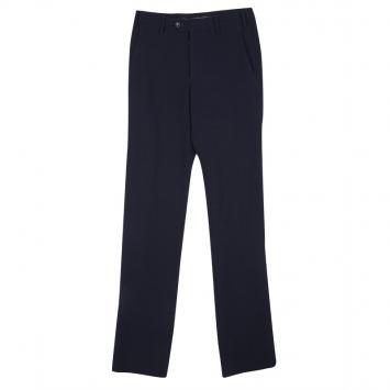 Pre Owned Giorgio Armani Navy Blue Waffle Pique Tailored Trousers XS