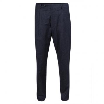 Pre Owned Giorgio Armani Navy Blue Textured Wool Tailored Trousers XL