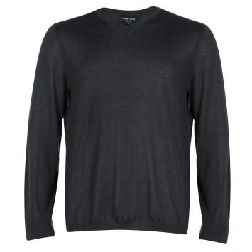Pre Owned Giorgio Armani Grey Cashmere V Neck Sweater XL