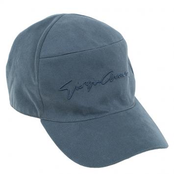 Pre Owned Giorgio Armani Grey Signature Baseball Cap Size 59