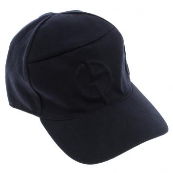 Pre Owned Giorgio Armani Navy Blue Embossed Logo Detail Baseball Cap L ( Size 58 )