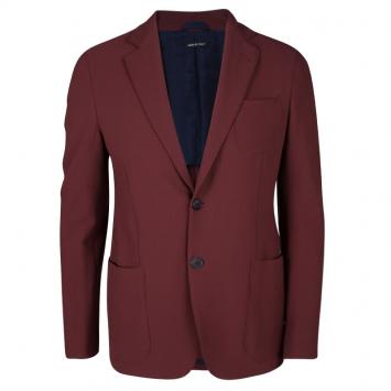 Pre Owned Giorgio Armani Maroon Textured Wool Upton Blazer L