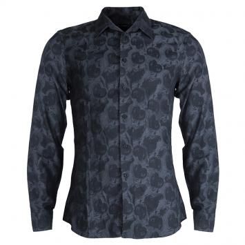 Pre Owned Givenchy Grey Printed Long Sleeve Buttondown Cotton Shirt M