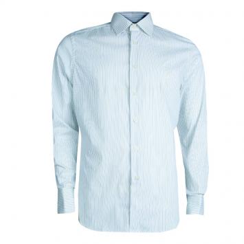 Pre Owned Givenchy White Striped Long Sleeve Button Front Shirt L