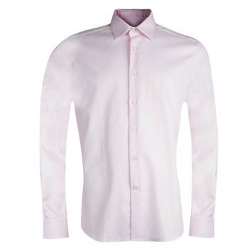 Pre Owned Givenchy Pink Herringbone Cotton Long Sleeve Button Front Shirt L 
