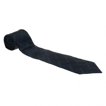 Pre Owned Givenchy Navy Blue Logo Silk Tie