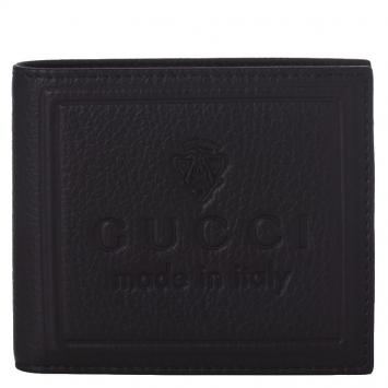 Pre Owned Gucci Black Pebbled Leather Bi-Fold Wallet