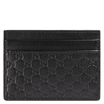 Pre Owned Gucci Black Microguccissima Leather Card Case