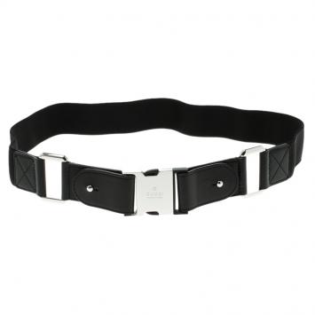 Pre Owned Gucci Black Elastic and Leather Buckle Belt 85CM