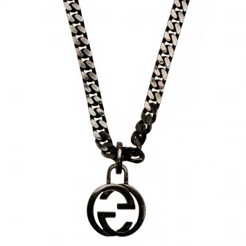 Pre Owned Gucci Interlocking G Pendant sterling silver Necklace
