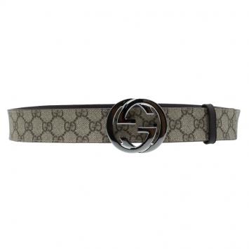 Pre Owned Gucci Brown Guccissima Supreme Canvas Interlocking G Buckle Belt Size 95 CM