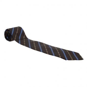 Pre Owned Gucci Brown and Blue Striped Silk Tie
