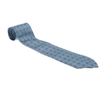 Pre Owned Gucci Monogram Blue Woven Silk Tie