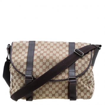 Pre Owned Gucci Beige/Ebony GG Canvas Messenger Bag