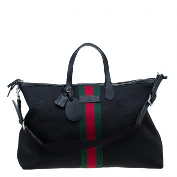 Pre Owned Gucci Black Canvas Techno Carry-On Duffle Bag