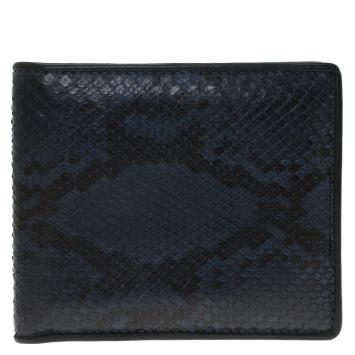 Pre Owned Gucci Blue Snake Skin Bi-Fold Wallet