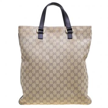 Pre Owned Gucci Beige GG Canvas Portfolio Shopper Tote