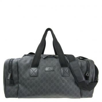 Pre Owned Gucci Black GG Supreme Coated Canvas Duffel Bag