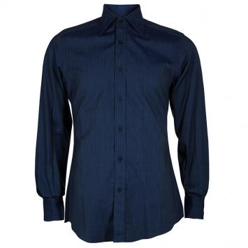 Pre Owned Gucci Men's Blue Pinstripe Shirt M