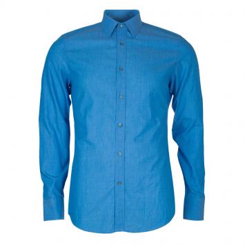 Pre Owned Gucci Men's Blue Slim Fit Shirt M
