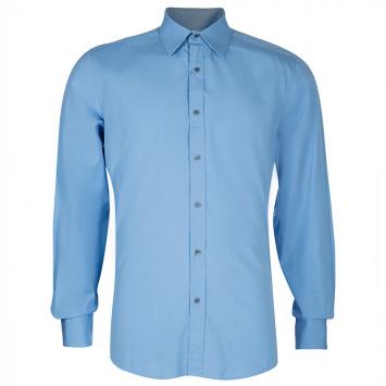Pre Owned Gucci Men's Blue Cotton Shirt M