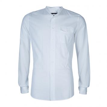 Pre Owned Gucci White Mandarin Collar Cotton Shirt L