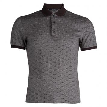 Pre Owned Gucci Brown Guccissima Print Slim Fit Polo T-Shirt L