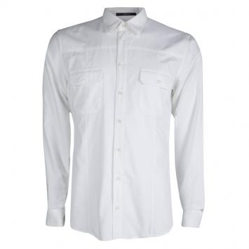 مملوكة مسبقًا Gucci White Cotton Long Sleeve Button Front Slim Fit Shirt L