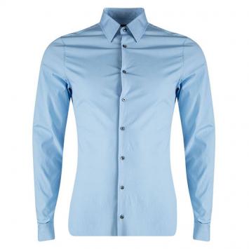 مملوكة مسبقًا Gucci Blue Cotton Long Sleeve Slim Fit Shirt M/L