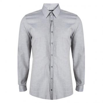 Pre Owned Gucci Grey Long Sleeve Button Front Slim Fit Shirt XL