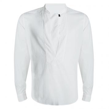 Pre Owned Gucci White Cotton Long Sleeve Slim Fit Tuxedo Shirt XL