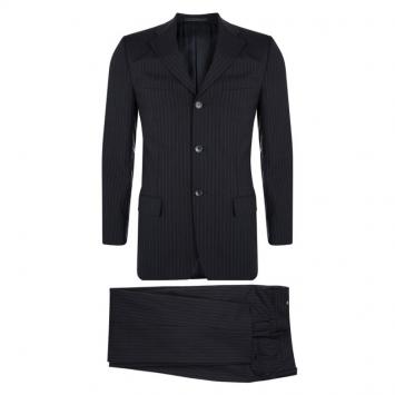 Pre Owned Gucci Black Striped Wool Suit S