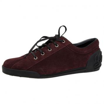 Pre Owned Gucci Burgundy Suede Sneakers Size 43.5