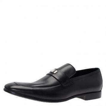 Pre Owned Gucci Black Leather Loafers Size 42.5