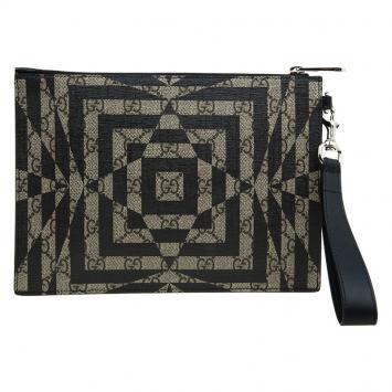 Pre Owned Gucci Brown GG Coated Canvas Caleido Strap Pouch