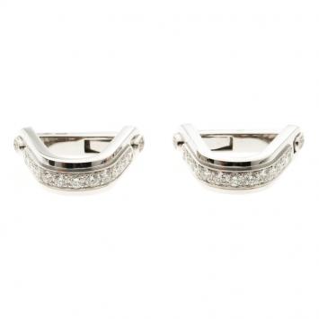 Pre Owned Harry Winston Diamonds & 18k White Gold Stirrup Arched Wraparound Cufflinks