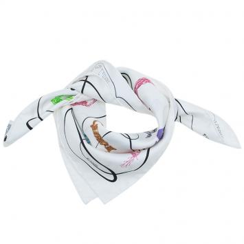 Pre Owned Hermes Multicolor Silk Faune Lettrée Pocket Square  