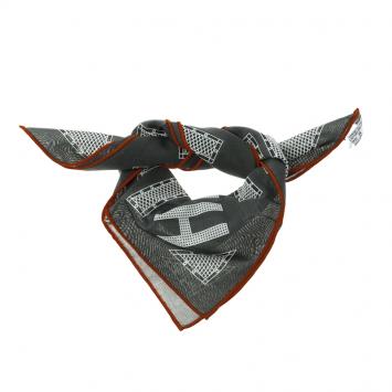 Pre Owned Hermes Sellier Grey Printed Cotton Hermes Sellier Pocket Square