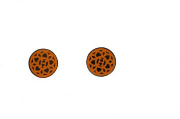 Pre Owned Hermes H Orange Floral Enamel Palladium Plated Cufflinks
